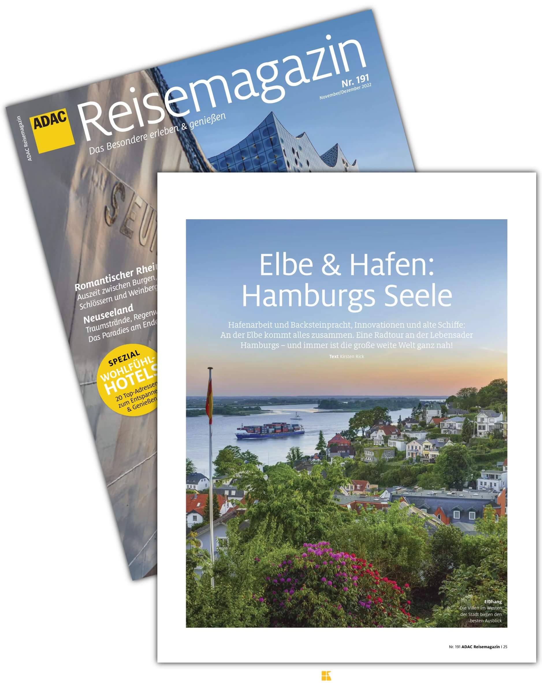 ADAC Reisemagazin Beitrag Elbe und Hafen Hamburg von Kirsten Rick