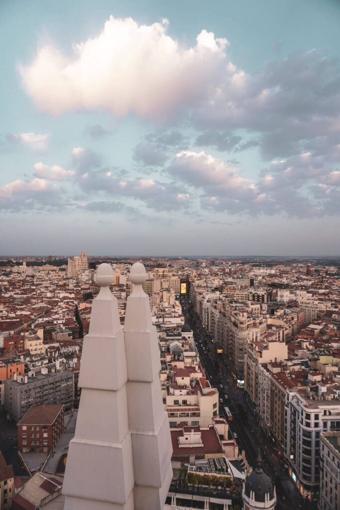 Madrid Blick auf die Gran Via vom Hotel Riu Espana