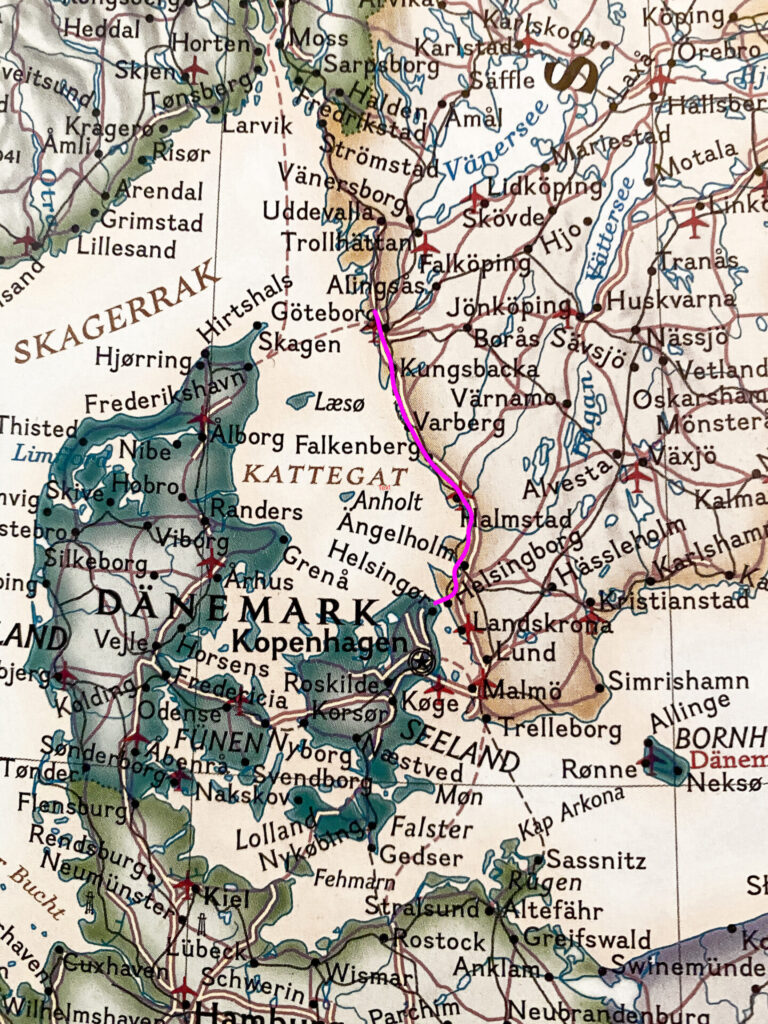 Landkarte, Kattegattleden Schweden eingezeichnet