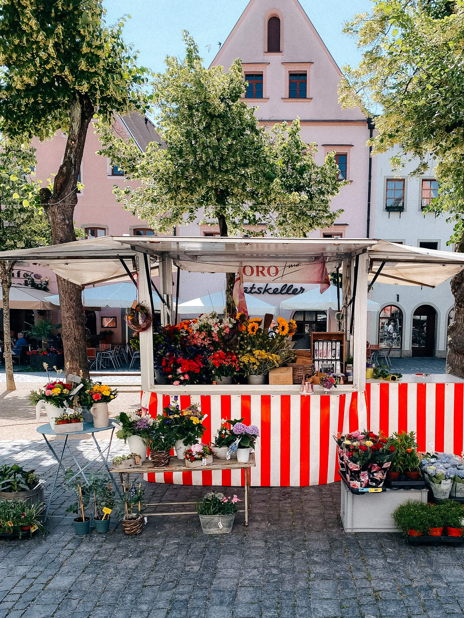 Blumenstand auf dem Markt